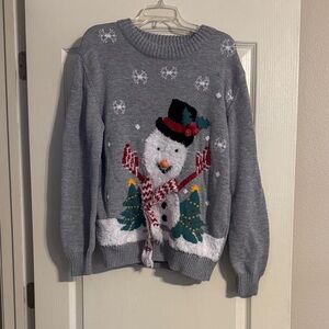 WORN ONCE Amazon Gray Festive Snowman Crewneck Sweater